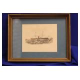 A Vintage Framed Litograph of a Clipper Ship