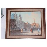 Vintage Street Scene Painting