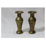 A Pair of Small Brass Vases