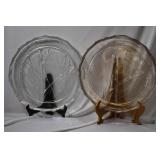 A Set of 2 Clear Pressed Glass Trays