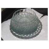 Lot of 9 Teal Clear Glass Articles