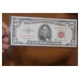 1963 Red Seal $5.00 Bank Note