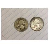 Lot of 2 Silver Washington Quarters
