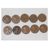 Lot of 10 1942 Lincoln Wheat Cents