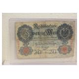 German 1910's 20 Mark Bank Note