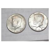 Lot of 2 40% silver Kennedy Half Dollars