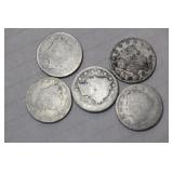 Lot of 5 Cull V Nickels