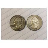 Lot Of 2 Silver Washington Quarters