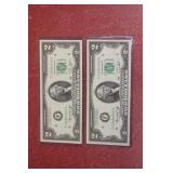 Lot of 2 1976 $2 Note