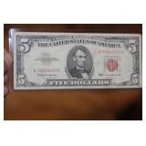 1963 Red Seal $5.00 Bank Note