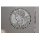 1955 Guatemala 25 Centavos Silver Coin