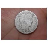 1908-D Barber Silver Quarter
