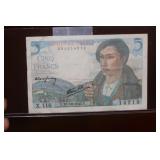 World War II France 5 cinq Bank Note