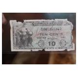 1950's 10 cent US Military Note