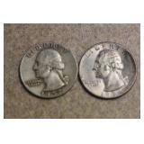 Lot of 2 Silver Washington Quarters