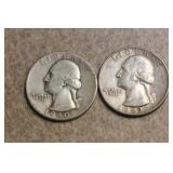 Lot of 2 Silver Washington Quarters