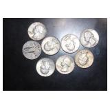 Lot of 8 Silver Quarters