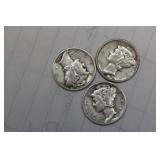 Lot of 3 Mercury Dimes