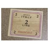 Italy Military 2 Lire Note