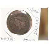 Major 1838 Large Cent Clip Error Coin