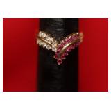 A 14 Karat Gold Ruby and Diamond Ring