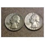 Lot of 2 Silver Washington Quarters