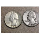 Lot of 2 Silver Washington Quarters