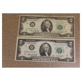 Lot of 2 1976 Bicentennial $2.00 Note