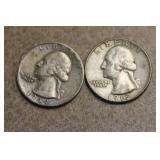 Lot of 2 Silver Washington Quarters