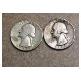 Lot of 2 Silver Washington Quarters