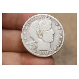 1911 Barber half 90% silver