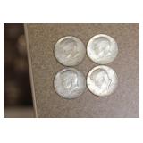 Lot of 4 90% silver 1964 Kennedy Half Dollar