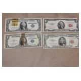 Lot of 4 US Notes