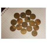Lot of 16 Japanese Yen Bronze Coins