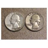 Lot of 2 Silver Washington Quarters