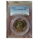 PCGS Graded 2001-S Gold Plated $1.00 Coin