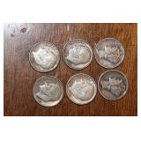Lot of 6 Silver Dimes