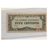 WWII Japanese Colony 5 Centavos Note