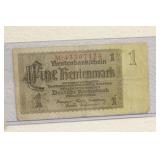 WWII German One Rentenmark Note