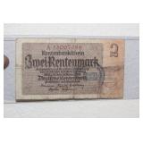 German 2 Rentenmark Banknote - 1937