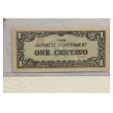 WWII Japanese Colony One Centavo Note