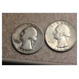 Lot of 2 Silver Washington Quarters