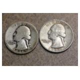 Lot of 2 Silver Washington Quarters