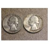 Lot of 2 Silver Washington Quarters