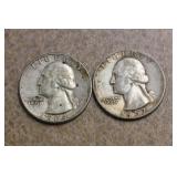 Lot of 2 Silver Washington Quarters