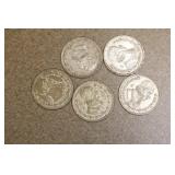 Lot of 5 Un Peso Coins