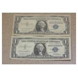 Lot of 2 1957 Blue Seal $1.00 Note