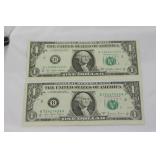 Lot of Two Cut Error One Dollar Notes