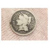 1874 Three Cents Nickel