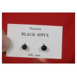 A 14Kt Gold and Onyx Posted Earrings